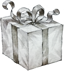 Hand drawn wrapped gift